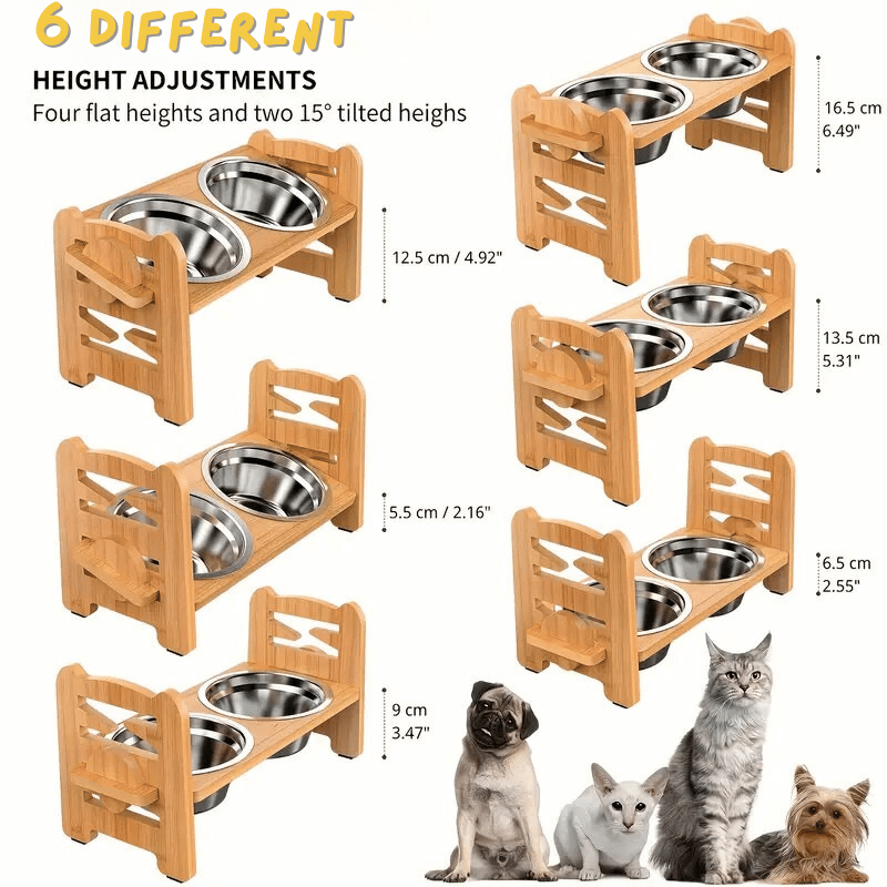 Dog Food Neck Protection Wooden Pet Bowl Rack