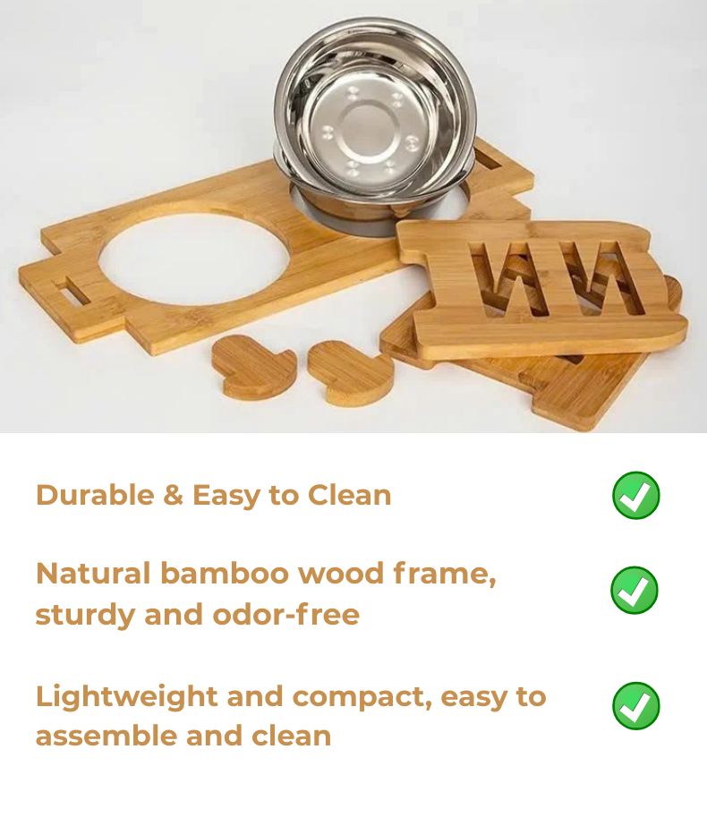 Dog Food Neck Protection Wooden Pet Bowl Rack