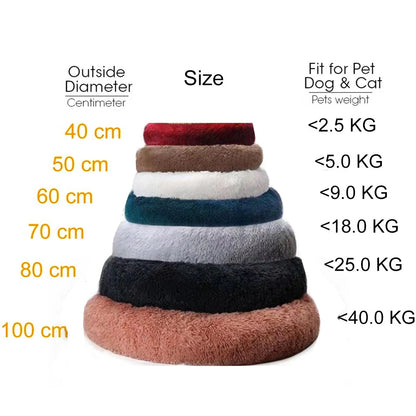 Fluffy Donut Dog Bed  Warm Soft Long Plush Pet Cushion Dog House Cat  Bed Washable Pet Sofa Mat Calming Samll Large Dog Beds
