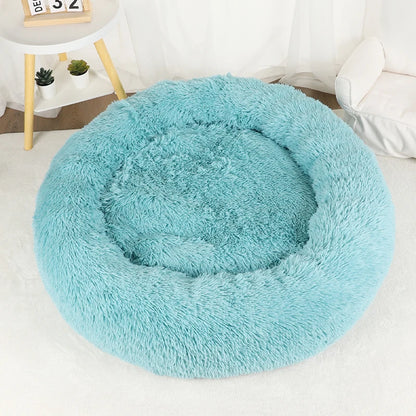 Fluffy Donut Dog Bed  Warm Soft Long Plush Pet Cushion Dog House Cat  Bed Washable Pet Sofa Mat Calming Samll Large Dog Beds
