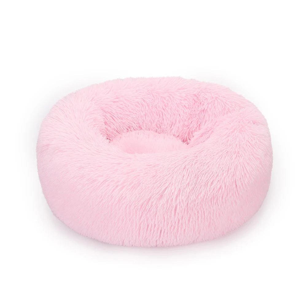 Fluffy Donut Dog Bed  Warm Soft Long Plush Pet Cushion Dog House Cat  Bed Washable Pet Sofa Mat Calming Samll Large Dog Beds