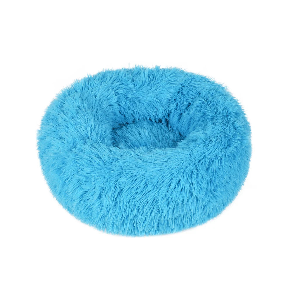 Fluffy Donut Dog Bed  Warm Soft Long Plush Pet Cushion Dog House Cat  Bed Washable Pet Sofa Mat Calming Samll Large Dog Beds