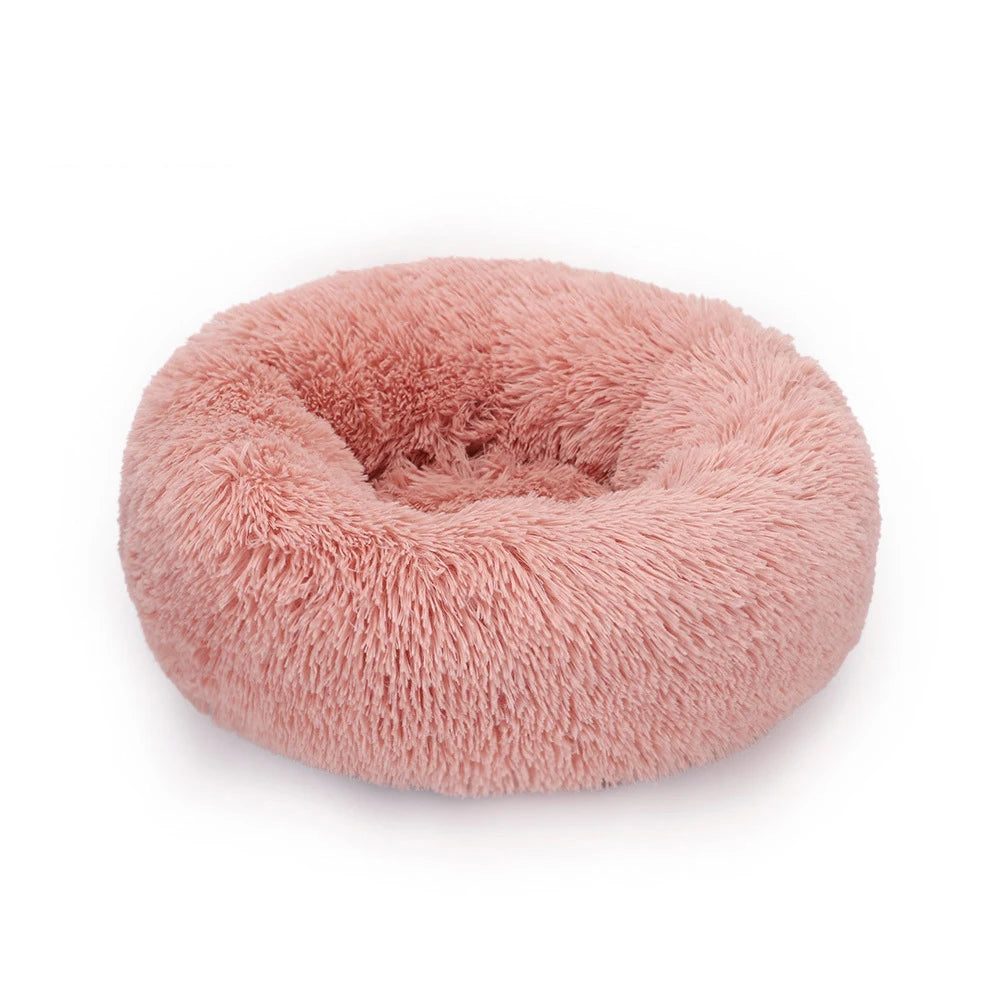 Fluffy Donut Dog Bed  Warm Soft Long Plush Pet Cushion Dog House Cat  Bed Washable Pet Sofa Mat Calming Samll Large Dog Beds