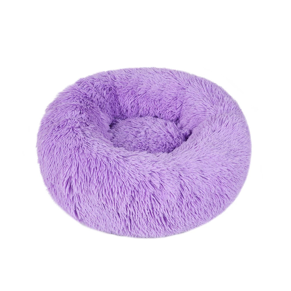 Fluffy Donut Dog Bed  Warm Soft Long Plush Pet Cushion Dog House Cat  Bed Washable Pet Sofa Mat Calming Samll Large Dog Beds