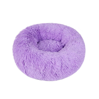 Fluffy Donut Dog Bed  Warm Soft Long Plush Pet Cushion Dog House Cat  Bed Washable Pet Sofa Mat Calming Samll Large Dog Beds