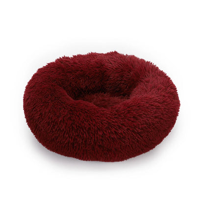 Fluffy Donut Dog Bed  Warm Soft Long Plush Pet Cushion Dog House Cat  Bed Washable Pet Sofa Mat Calming Samll Large Dog Beds
