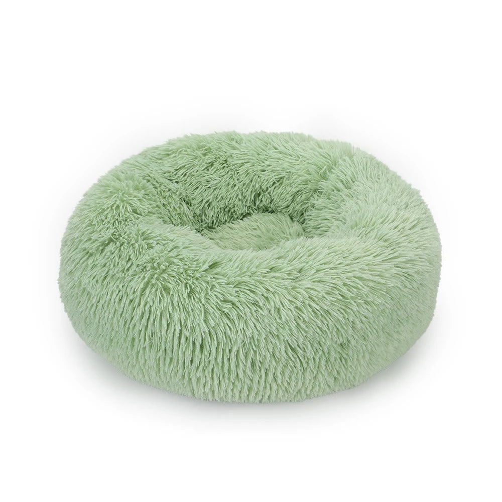Fluffy Donut Dog Bed  Warm Soft Long Plush Pet Cushion Dog House Cat  Bed Washable Pet Sofa Mat Calming Samll Large Dog Beds