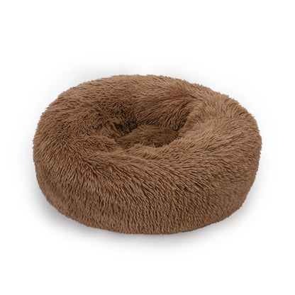 Fluffy Donut Dog Bed  Warm Soft Long Plush Pet Cushion Dog House Cat  Bed Washable Pet Sofa Mat Calming Samll Large Dog Beds