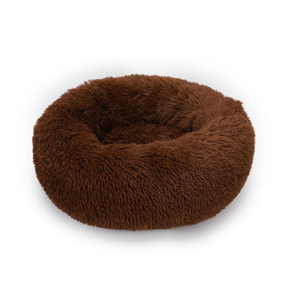 Fluffy Donut Dog Bed  Warm Soft Long Plush Pet Cushion Dog House Cat  Bed Washable Pet Sofa Mat Calming Samll Large Dog Beds