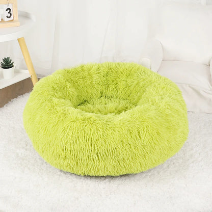 Fluffy Donut Dog Bed  Warm Soft Long Plush Pet Cushion Dog House Cat  Bed Washable Pet Sofa Mat Calming Samll Large Dog Beds