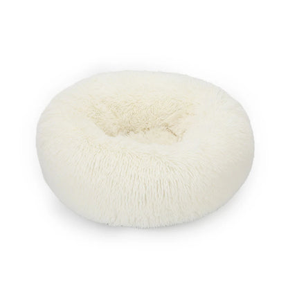 Fluffy Donut Dog Bed  Warm Soft Long Plush Pet Cushion Dog House Cat  Bed Washable Pet Sofa Mat Calming Samll Large Dog Beds