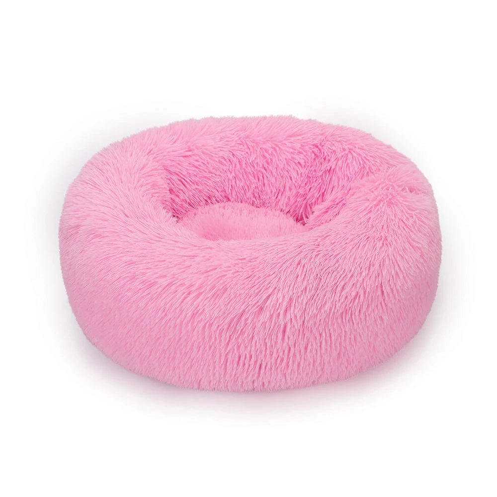Fluffy Donut Dog Bed  Warm Soft Long Plush Pet Cushion Dog House Cat  Bed Washable Pet Sofa Mat Calming Samll Large Dog Beds