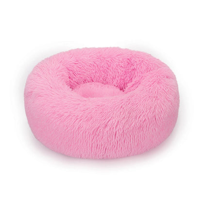 Fluffy Donut Dog Bed  Warm Soft Long Plush Pet Cushion Dog House Cat  Bed Washable Pet Sofa Mat Calming Samll Large Dog Beds