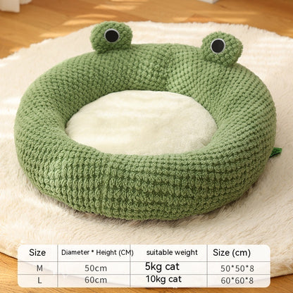 Cute Frog Plush Pet Bed – Warm, Non-Slip Design for Cozy Sleep