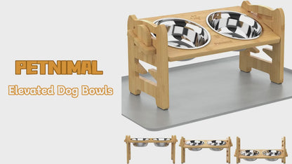 Dog Food Neck Protection Wooden Pet Bowl Rack